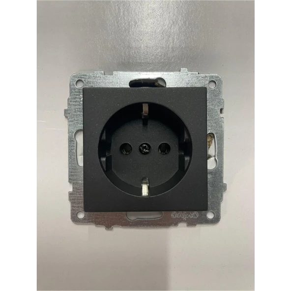 Ovivo Grano Siyah Topraklı Priz + Komütatör (Ikili) Anahtar Set - Resim 3