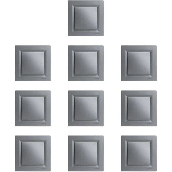 Schneider Electric Asfora Plus Serisi Çelik Tekli Anahtar 10 Lu P ürün görseli 1