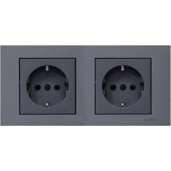 Ovivo Grano Füme 2'li Set Topraklı Priz + Topraklı Priz ürün görseli 1