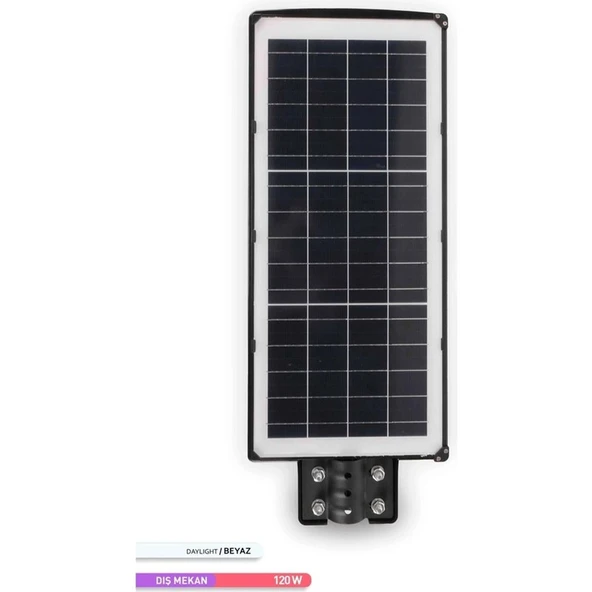 Ack 240 LED Li LED Solar Sokak Armatürü Siyah Kasa 6500K Beyaz Işık 3.2V 120W - 3