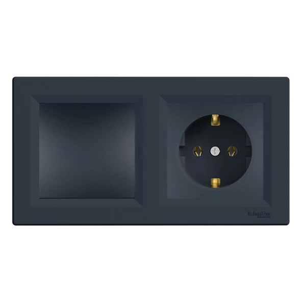 Uzm Light Asfora Antrasit Ikili Set Topraklı Priz ve Anahtar ürün görseli