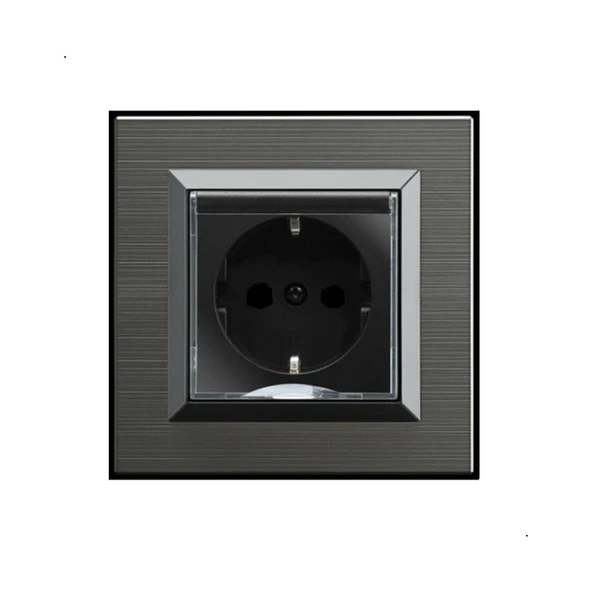 Ovivo Quantum Manyetik Gri Kapaklı Topraklı Priz Çerçeveli ürün görseli