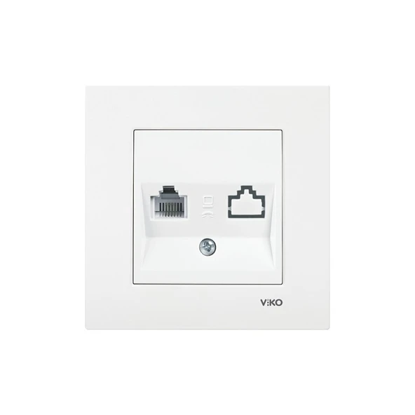 Viko Karre Beyaz Nümeris Telefon Prizi Rj 11 Çerçeveli ürün görseli 1