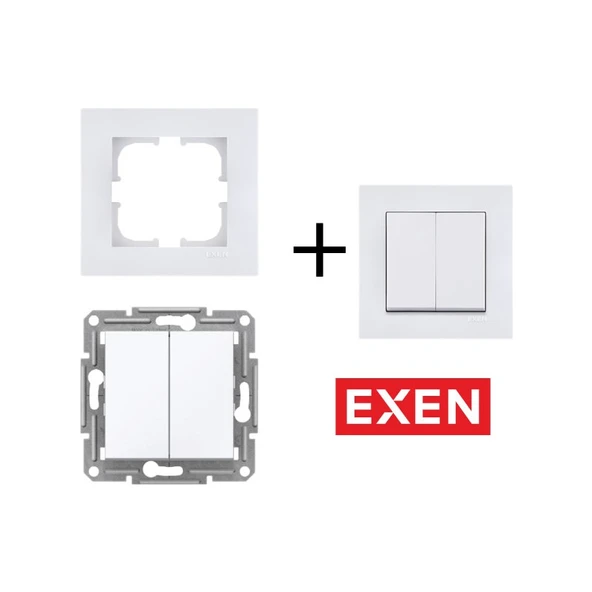 Exen Beyaz Modül+Kapak | Komütatör Çerçeve 10 Adet - 2