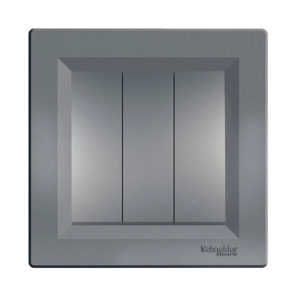 Schneider Electric Schneider Asfora Plus Çelik Üçlü Anahtar Çerçeveli - EPH2100162 - 1
