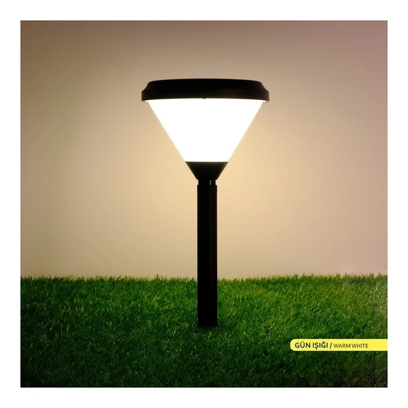 Ack Solar LED Bahçe Armatürü Opak Cam 3000K Günışığı Set Üstü ve Kazıklı Güneş Enerjili Bahçe Aydınlatması - 2