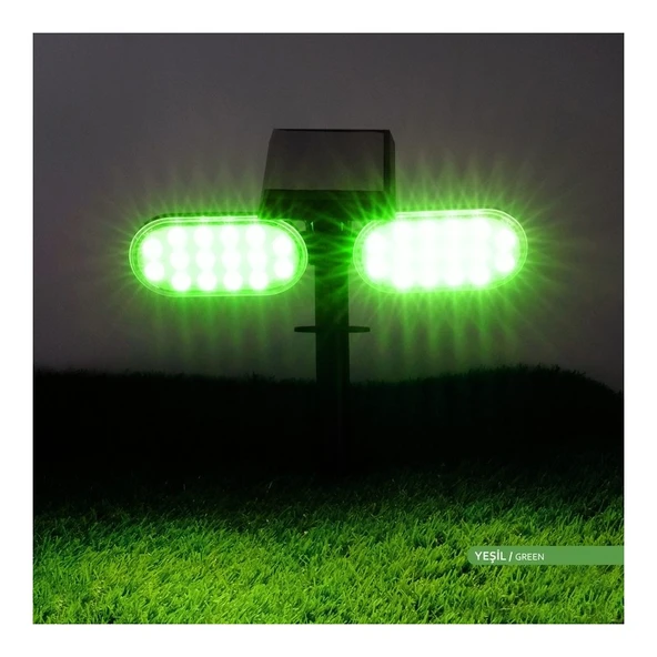 Ack Solar LED Kazıklı Çim Armatürü Güneş Enerjili Bahçe Duvar Aydınlatması Yeşil Renk - 2