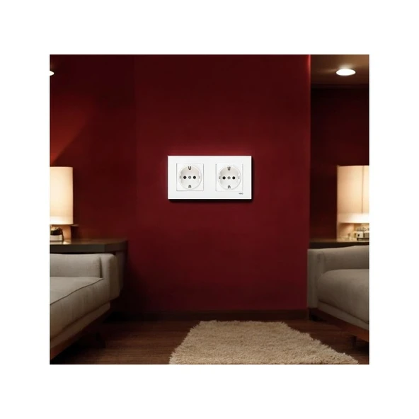 Viko Karre Beyaz 2'li Set Topraklı Priz + Topraklı Priz - Resim 2