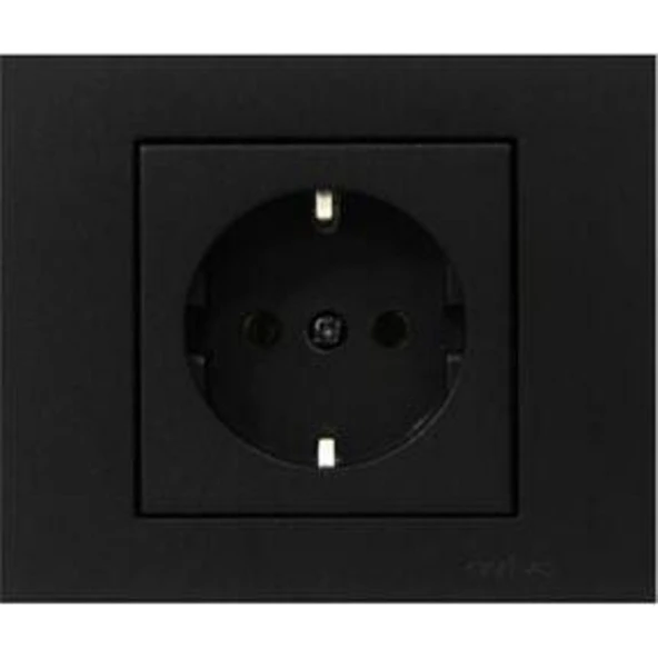 Ovivo Grano Metalik Siyah Topraklı Priz + Çerçeve 12 Adet ürün görseli 1