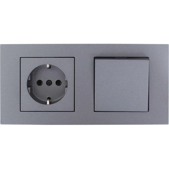 Ovivo Grano Füme Anahtar Topraklı Priz Set ürün görseli