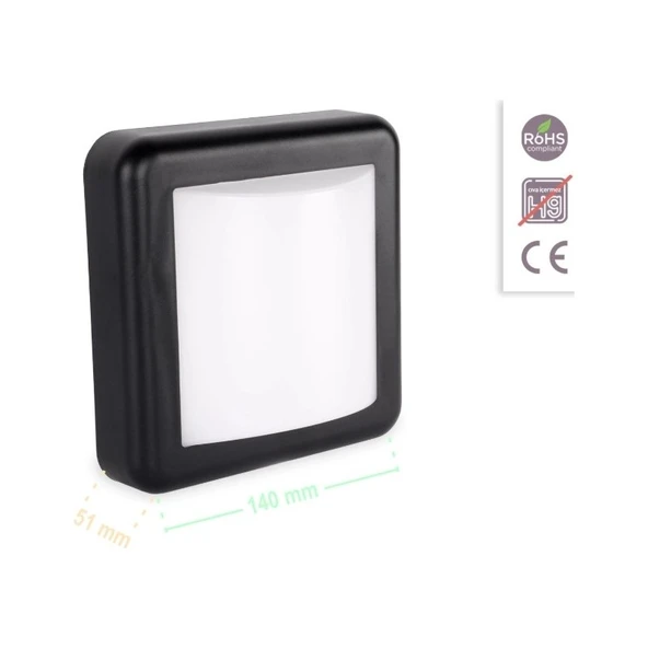 Ack Uzmlight Ack AH07-05031 6500K Beyaz Işık 4W Siyah Kasa IP44 LED Duvar Apliği Bahçearmatürü - 4
