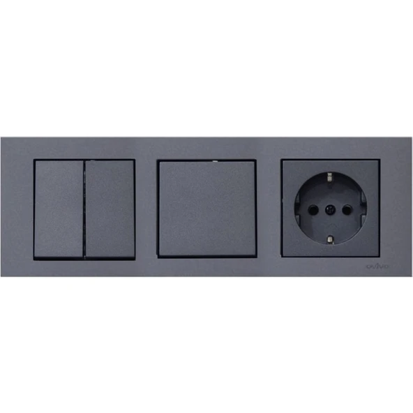 Ovivo Grano Füme 3'lü Set Komütatör, Anahtar ve Topraklı Priz Set ürün görseli 1