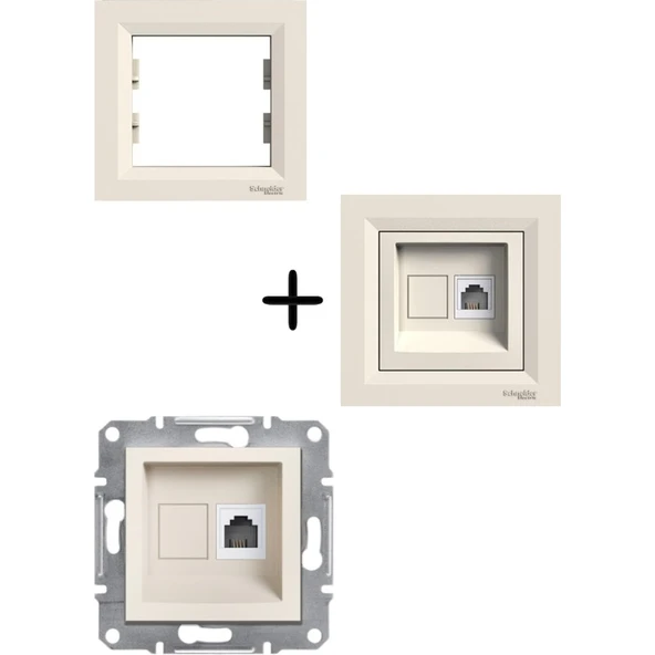 Schneider Asfora Krem 1*RJ11 Nümeris Telefon Prizi 4 Kontaklı - Çerçeveli ürün görseli