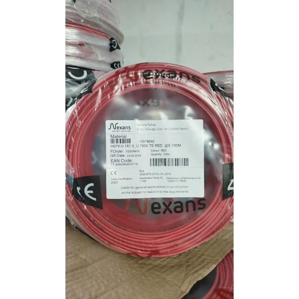 Nexans Kablo Nya 1,5mm Kırmızı-1 TOP-100METRE ürün görseli 1