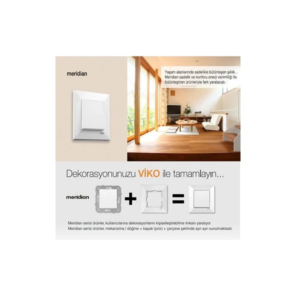 Viko Karre/meridian Beyaz Komütatör Anahtar VİKO-9096 7002 - Resim 2