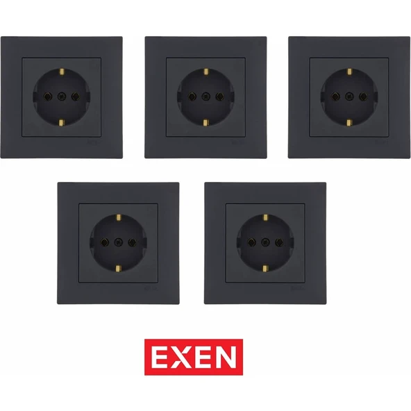 Exen Uzmlight Exen Karell Füme Topraklı Priz (5ADET) - 1