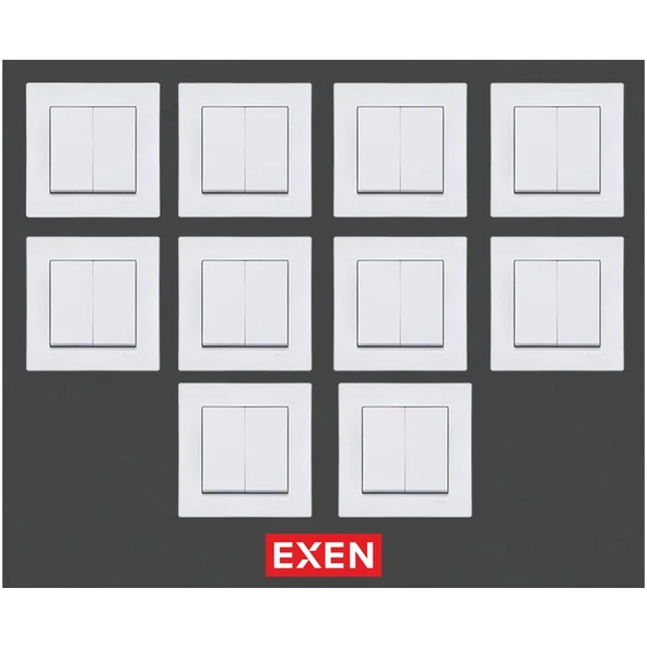 Exen Beyaz Modül+Kapak | Komütatör Çerçeve 10 Adet - 1