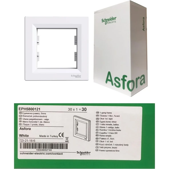 Schneider Asfora Tekli Yatay Çerçeve Beyaz 30 Adet ( 30LU Paket ) ürün görseli 1