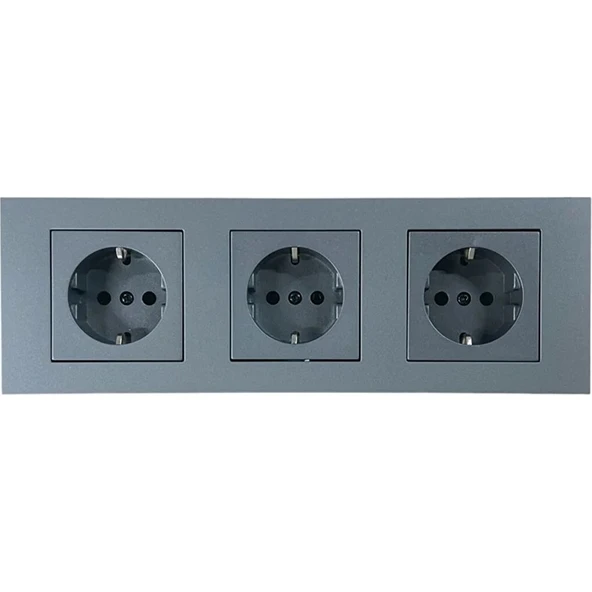 Ovivo Grano Füme 3'lü Set Topraklı Priz ürün görseli 1