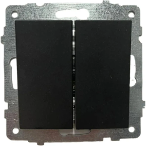 Ovivo Grano Siyah Topraklı Priz + Komütatör (Ikili) Anahtar Set - Resim 2