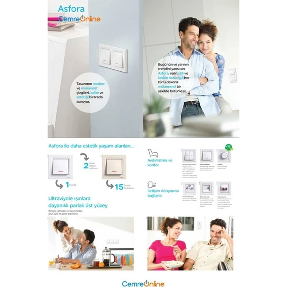 Schneider Electric Asfora Komutatör Çerçevesiz Beyaz - Resim 2