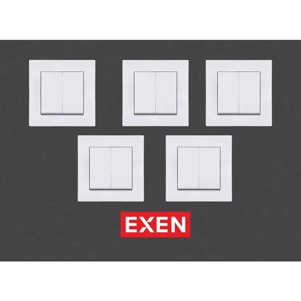 Exen Beyaz Modül+Kapak | Komütatör Çerçeveli 5ADET - 1