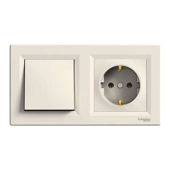 Uzm Light Asfora Krem İkili Set Anahtar ve Topraklı Priz ürün görseli