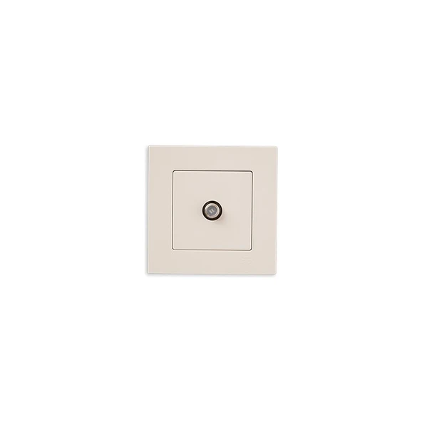 Günsan Elektrik Eqona Krem Tekli Uydu Prizi F Konnektörlü (Geçişli-Sonlu) ürün görseli 1