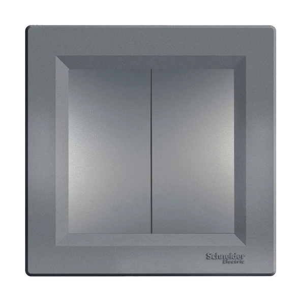 Schneider Electric Schneider Asfora Plus Çelik Ikili Anahtar Komütatör Çerçeveli - EPH0300162 ürün görseli