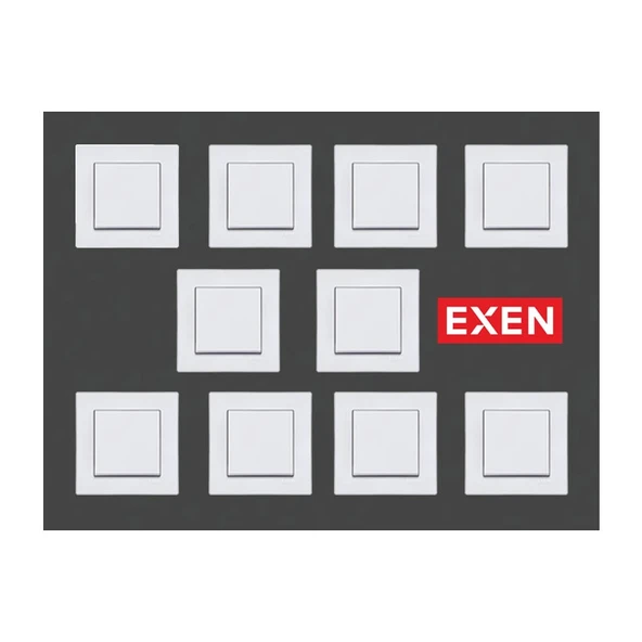 Exen Beyaz Modül+Kapak | Anahtar 10 Adet Çerçeveli - 1