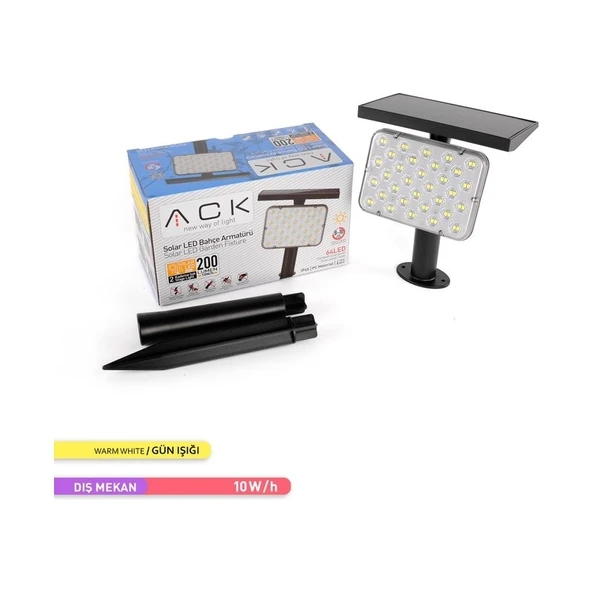 Ack Solar LED Kazıklı Çim Armatürü Güneş Enerjili Bahçe Duvar Aydınlatması 3000K Günışığı Pc - 4