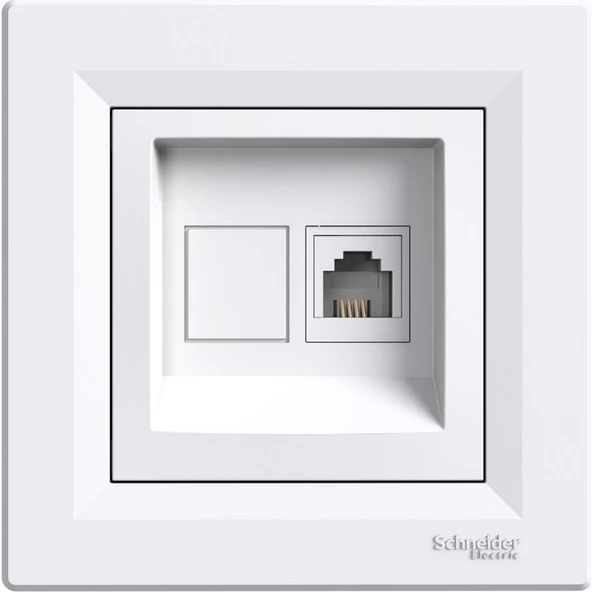 Schneider Asfora Tekli RJ11 Telefon Prizi, Çerçeveli Beyaz ürün görseli 1