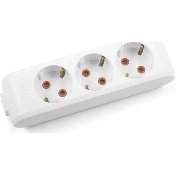 Viko 3'lü Topraklı Grup Priz Kablosuz Topraklı Çocuk Korumalı 90113300 ürün görseli 1