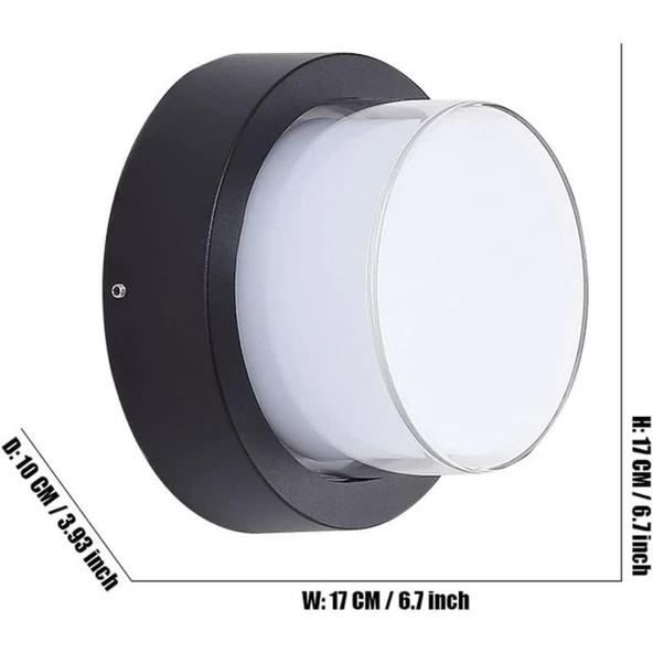 Uzm Light Ack Duvar Tavan Aplik LED 12 Watt, 3000 Kelvin LED Armatür, Iç ve Dış Mekan Modern Aplik, Bahçe Duvar Aplik Banyo, Teras Aplik - 5