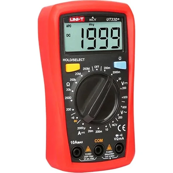 Uni-T 600V CAT II Dijital Multimetre - 2m Düşmeye Dayanıklı, Güvenlik Standartlarına Uygun, Otomatik Kapanma ve Manuel Aralık Seçimi Özellikli ürün görseli 1