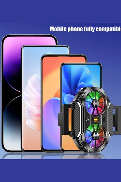 EXENAR Çift Fanlı Gaming Telefon Hava Soğutma Fanı Derece Göstergeli Radyatör Sessiz Fan Telefon Soğutucu - Resim 7