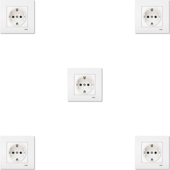 Viko Karre Topraklı Priz Beyaz 5'li ürün görseli