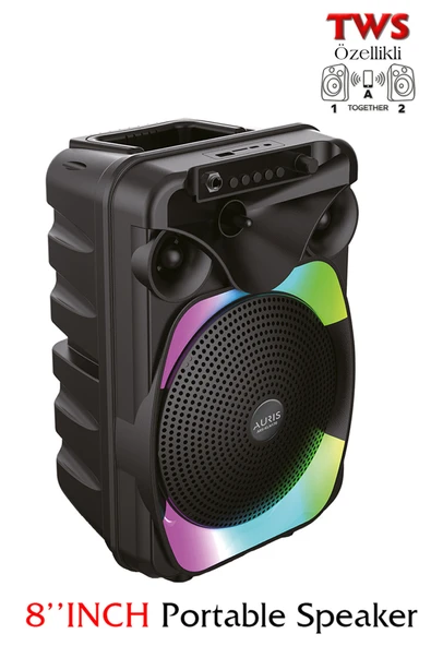 EXENAR Bluetooth Hoparlör Speaker Karaoke Mikrofonlu 10W 8 inç RGB Işıklı ürün görseli