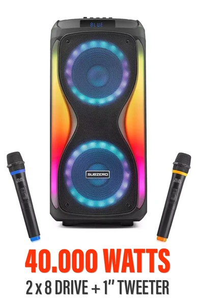 EXENAR Büyük Boy Bluetooth Hoparlör 40000WATTS Speaker 8x2 Çift Hoparlör 2 Mikrofonlu 3600mAh Parti Boy ürün görseli