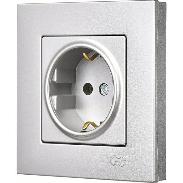 Günsan Elektrik Eqona Gümüş Topraklı Priz - 2