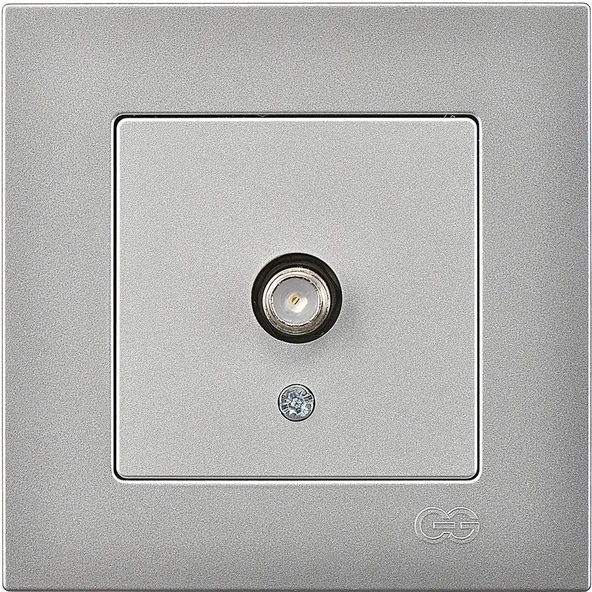 Günsan Elektrik Eqona Gümüş Tekli Uydu Prizi F Konnektörlü (Geçişli-Sonlu) ürün görseli