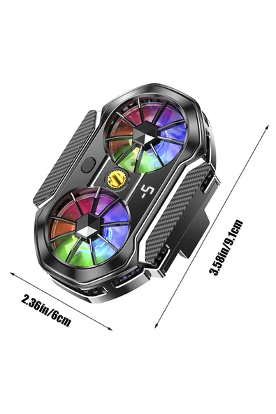 EXENAR Çift Fanlı Gaming Telefon Hava Soğutma Fanı Derece Göstergeli Radyatör Sessiz Fan Telefon Soğutucu - Resim 3