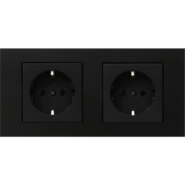 Ovivo Grano Siyah 2'li Set Topraklı Priz + Topraklı Priz ürün görseli 1