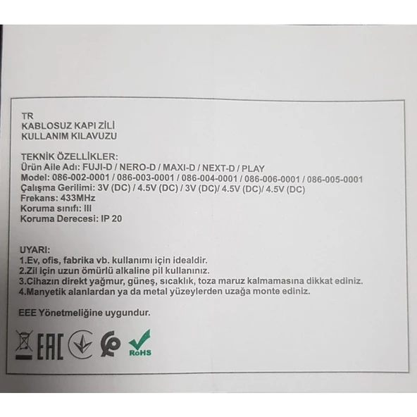 Horoz Sensörlü Kablosuz Zil ürün görseli 1