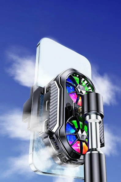 EXENAR Çift Fanlı Gaming Telefon Hava Soğutma Fanı Derece Göstergeli Radyatör Sessiz Fan Telefon Soğutucu - Resim 6