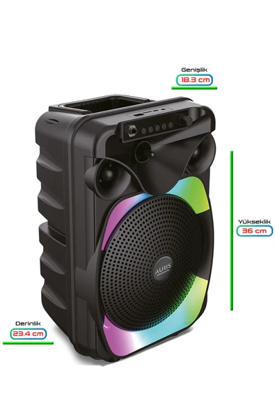 EXENAR Bluetooth Hoparlör Speaker Karaoke Mikrofonlu 10W 8 inç RGB Işıklı - Resim 2