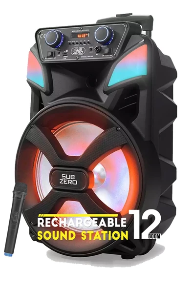 EXENAR Bluetooth Hoparlör Speaker Karaoke Mikrofonlu Süper Bas Hoparlör 2x30W Büyük Boy Tekerlekli 5400mAh ürün görseli