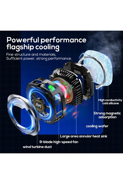 EXENAR Oyuncu Telefon Hava Soğutma Fanı 3 Kademe Radyatör Fan Telefon Soğutucu Tak Çalıştır Magsafe - Resim 7