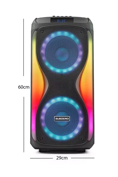 EXENAR Büyük Boy Bluetooth Hoparlör 40000WATTS Speaker 8x2 Çift Hoparlör 2 Mikrofonlu 3600mAh Parti Boy - Resim 2