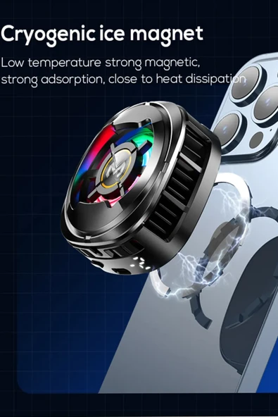 EXENAR Oyuncu Telefon Hava Soğutma Fanı 3 Kademe Radyatör Fan Telefon Soğutucu Tak Çalıştır Magsafe - Resim 6